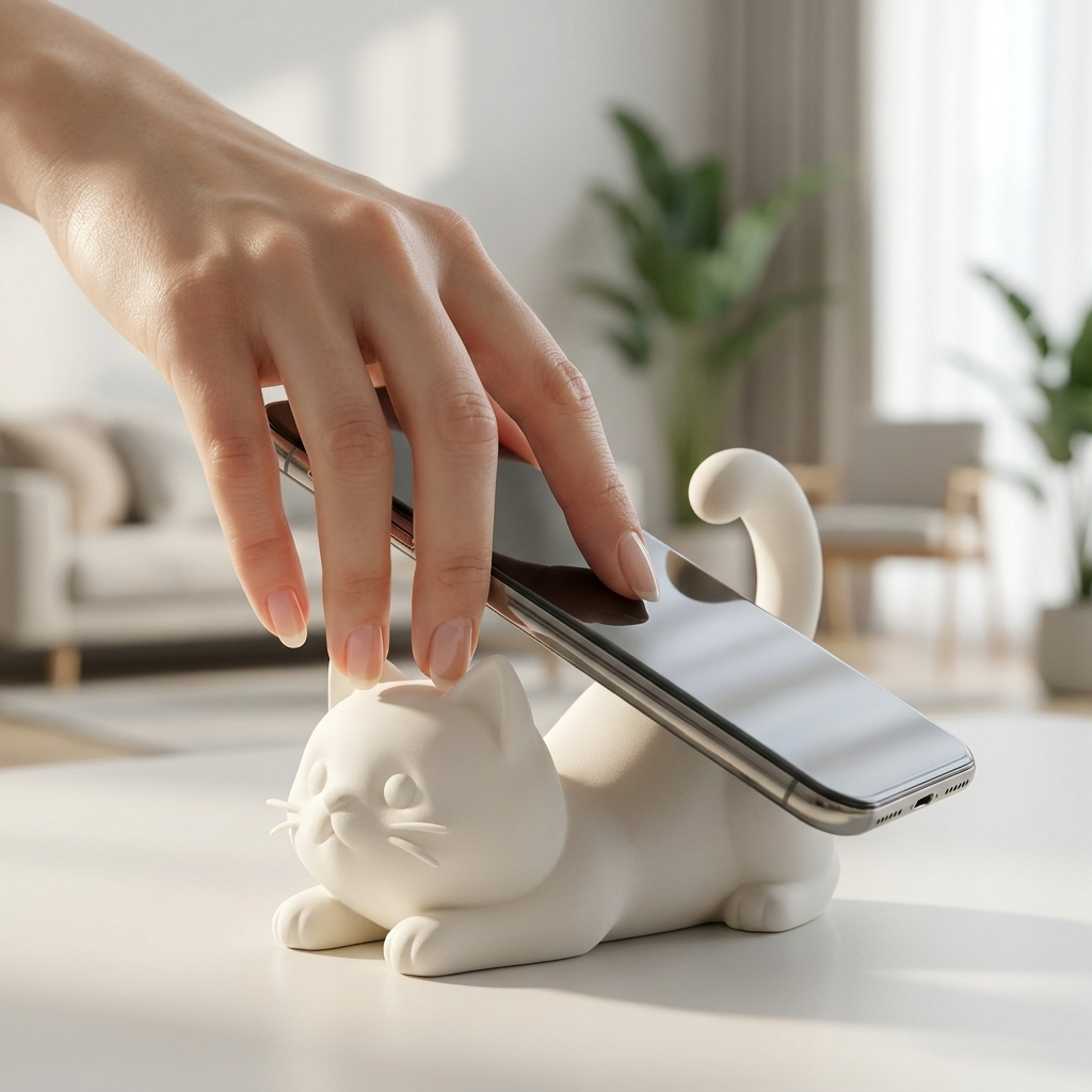 Tablet Stand Accessories - 3D Printed Cat Figurine Device Stand